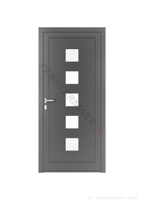 Drutex ALU Haustür 1060 x 2060 (Gesamt mit Zusätzen: B 1060 x H 2060) Innen: Silbergrau - RAL 7001 Matt Aussen: Silbergrau - RAL 7001 Matt