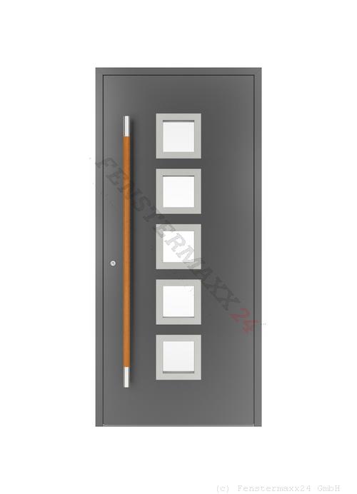Drutex ALU Haustür 1400 x 2200 (Gesamt mit Zusätzen: B 1400 x H 2200) Innen: ADEC W109 Kirsche Aussen: ADEC W109 Kirsche