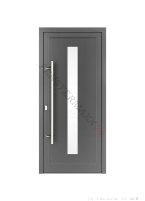 Drutex ALU Haustür 950 x 2140 (Gesamt mit Zusätzen: B 950 x H 2140) Innen: Silbergrau - RAL 7001 Matt Aussen: Silbergrau - RAL 7001 Matt