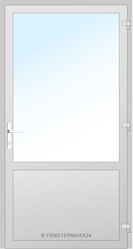 Drutex ALU Nebeneingangstür 930 x 2100 (Gesamt mit Zusätzen: B 930 x H 2100) Innen: Verkehrsweiß - RAL 9016 Matt Aussen: Verkehrsweiß - RAL 9016 Matt