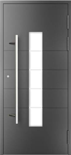 Drutex ALU AktionsHaustür 1100 x 2250 (Gesamt mit Zusätzen: B 1100 x H 2450) Innen: Anthrazitgrau - RAL 7016 Aussen: Anthrazitgrau - RAL 7016
