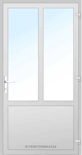 Gealan PVC Nebeneingangstür 1090 x 2090 (Gesamt mit Zusätzen: B 1090 x H 2090) Innen: Weiss (Standard) Aussen: Moosgrün RAL 6005 (genarbt)