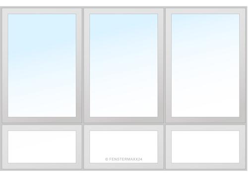 Drutex PVC Fenster 3200 x 1300 (Gesamt mit Zusätzen: B 3200 x H 2400 ) Innen: Weiss (ohne Dekorfarbe) Aussen: Weiss (ohne Dekorfarbe)
